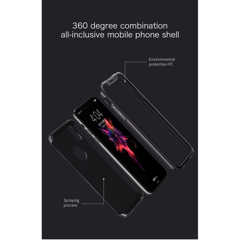 Set Husa si Folie de Protectie, Flippy, Compatibila cu Apple iPhone X, Full Cover 360°, Plastic + Sticla, Argintiu - Image 7