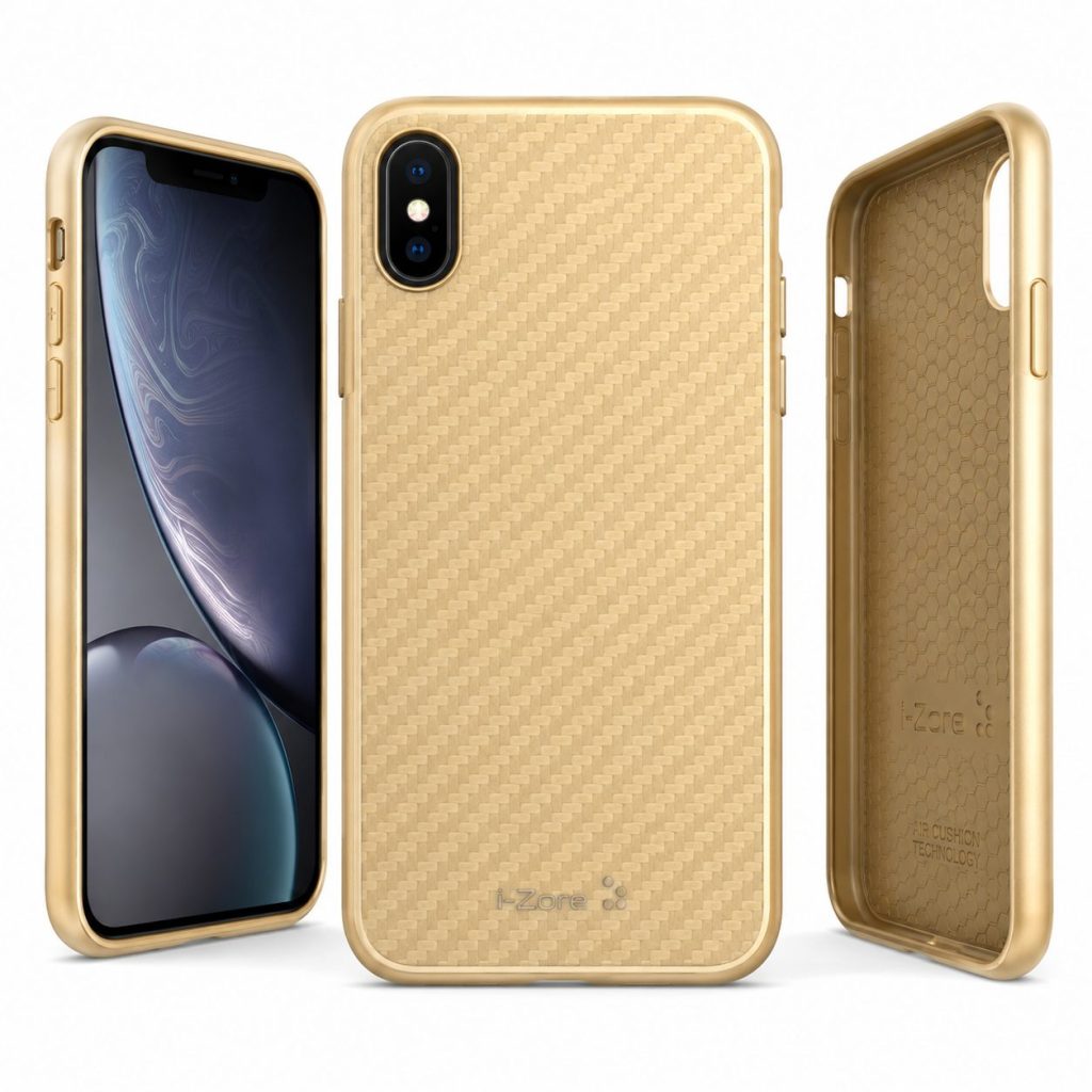 Husa Apple iPhone X i-Zore Carbon Fiber Auriu