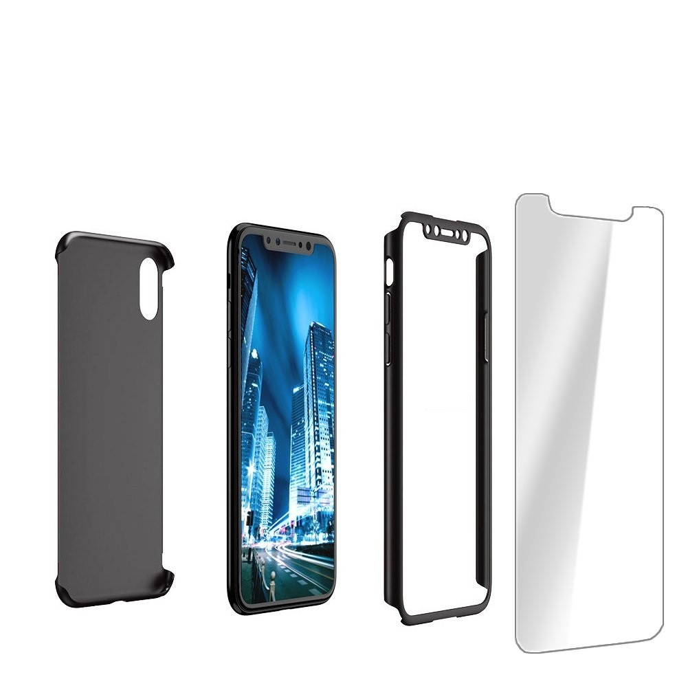 Husa Apple iPhone X IPAKY Full Cover 360 Negru + Folie Cadou - Image 3