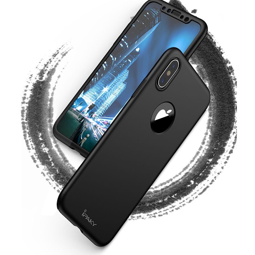 Husa Apple iPhone X IPAKY Full Cover 360 Negru + Folie Cadou - Image 4