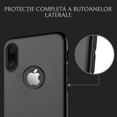 Husa Apple iPhone X IPAKY Full Cover 360 Negru + Folie Cadou - Image 8