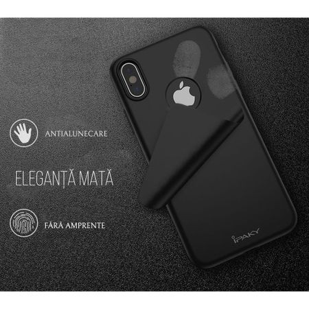 Husa Apple iPhone X IPAKY Full Cover 360 Negru + Folie Cadou - Image 9