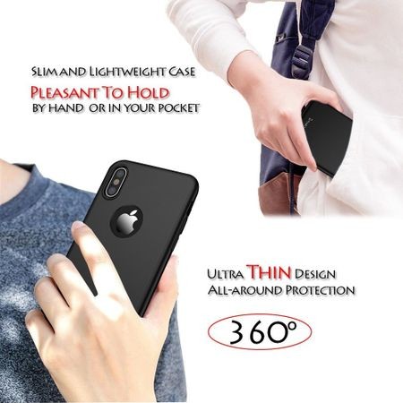 Husa Apple iPhone X IPAKY Full Cover 360 Negru + Folie Cadou - Image 12