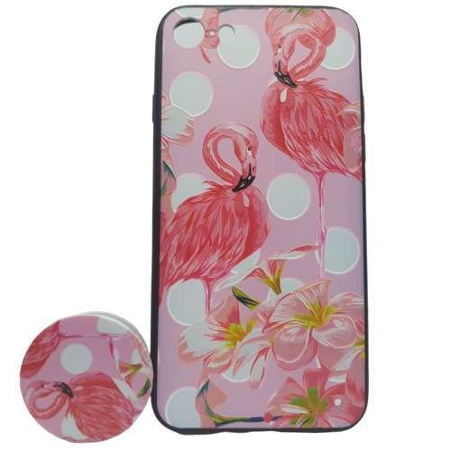 Husa Apple iPhone XR Multicolor Model Flamingo + Popsocket inclus - Image 2