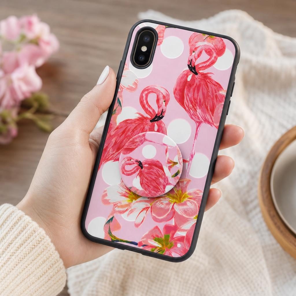 Husa Apple iPhone XS Max Multicolor Model Flamingo Popsocket inclus - Image 3