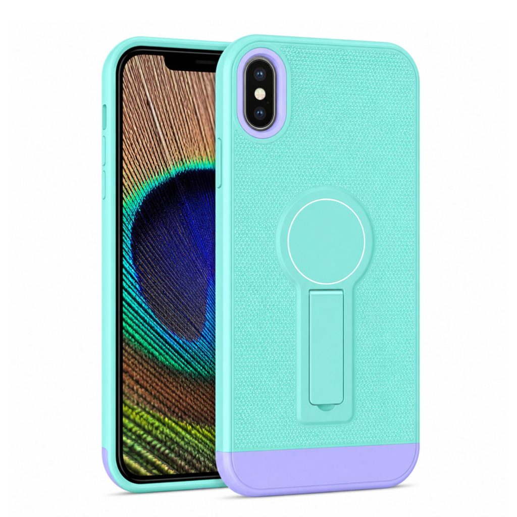 Husa de Protectie Armor Design, Flippy, Compatibila cu Apple iPhone X/XS Max, cu Stand Integrat, Suport Auto Magnetic, Compatibila cu Incarcare Wireless, Protectie Antisoc si Antizgarieturi, Albastru si Mov