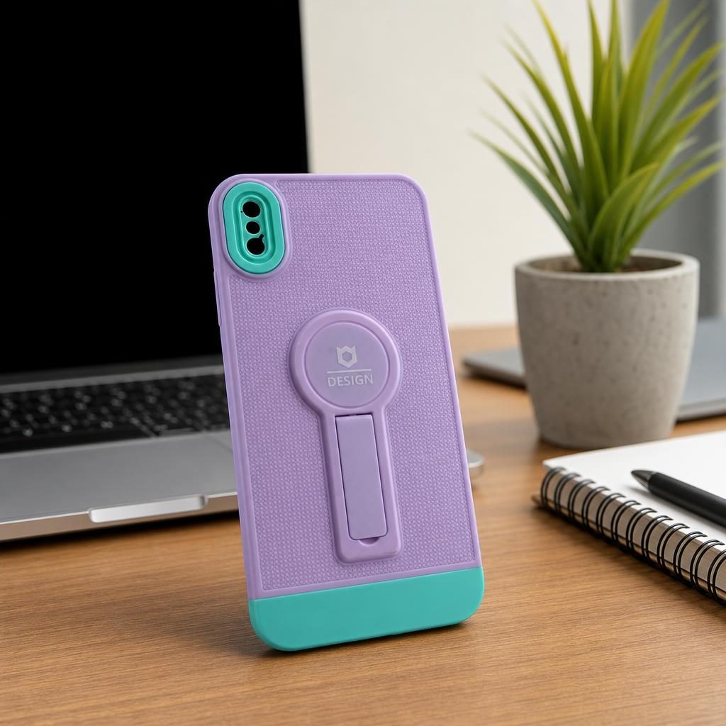 Husa Armor Design cu Stand pentru Apple iPhone X/XS Max, Mov/Albastru, Suport Auto Magnetic, Wireless Charge, Protectie Antisoc, Flippy