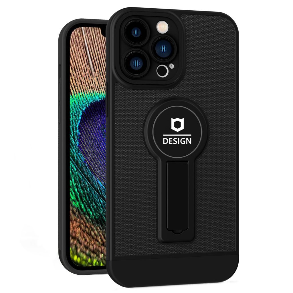 Husa Armor Design cu Stand pentru iPhone 12 Pro, Negru, Suport Auto Magnetic, Wireless Charge, Protectie Antisoc, Flippy