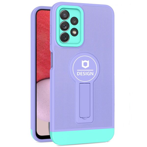 Husa Armor Design cu Stand pentru iPhone 13, Mov/Albastru, Suport Auto Magnetic, Wireless Charge, Protectie Antisoc, Flippy