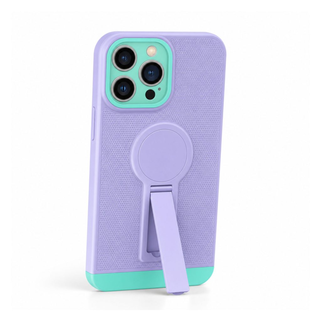 Husa Armor Design cu Stand pentru iPhone 13 Pro Max, Mov/Albastru, Suport Auto Magnetic, Wireless Charge, Protectie Antisoc, Flippy