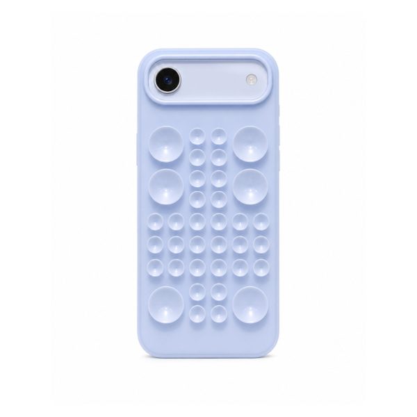 Husa cu Ventuze, Flippy, Compatibila iPhone 17 Air, din Silicon, Interior Microfibra, Albastru Gri