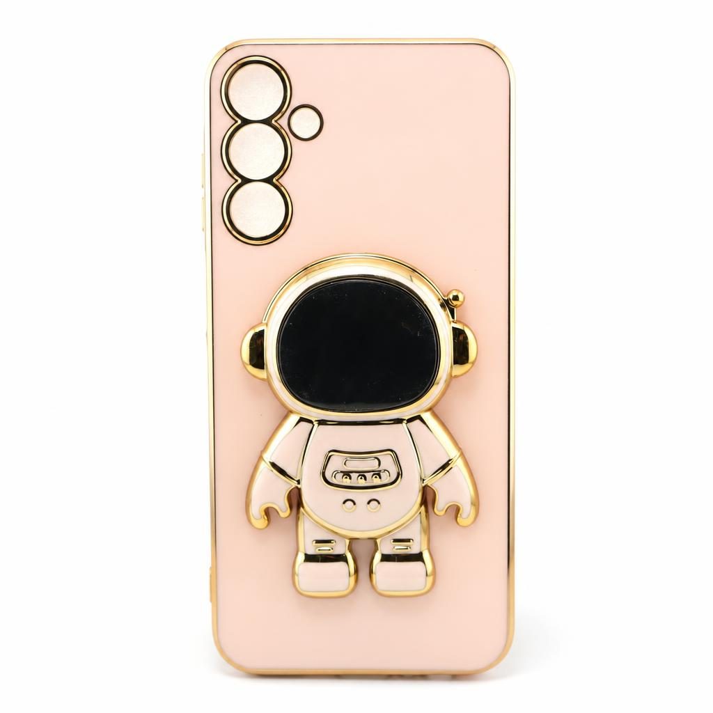 Husa de Protectie 2 in 1, Flippy, Husa de Protectie pentru Samsung Galaxy A15/A15 5G, Model Astronaut cu Suport, din TPU, Roz
