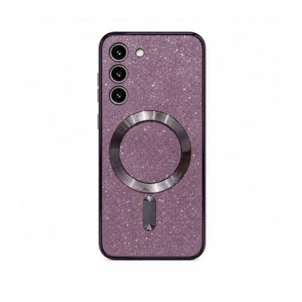 Husa de Protectie 2 in 1, Flippy, Husa pentru Samsung Galaxy S23+, Glitter Chrome Magsafe, din TPU, Magnetica, cu Protectie Lentila, Mov