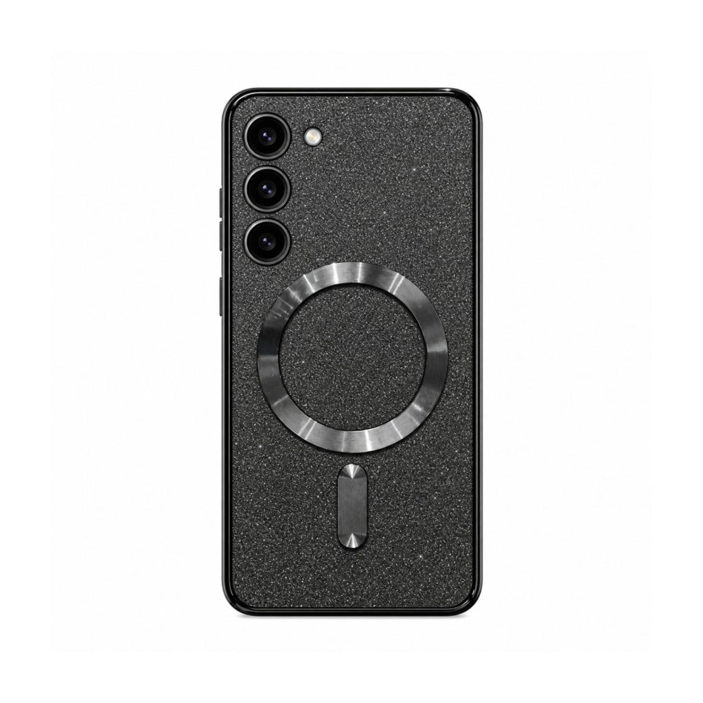 Husa de Protectie 2 in 1, Flippy, Husa pentru Samsung Galaxy S23+, Glitter Chrome Magsafe, din TPU, Magnetica, cu Protectie Lentila, Negru
