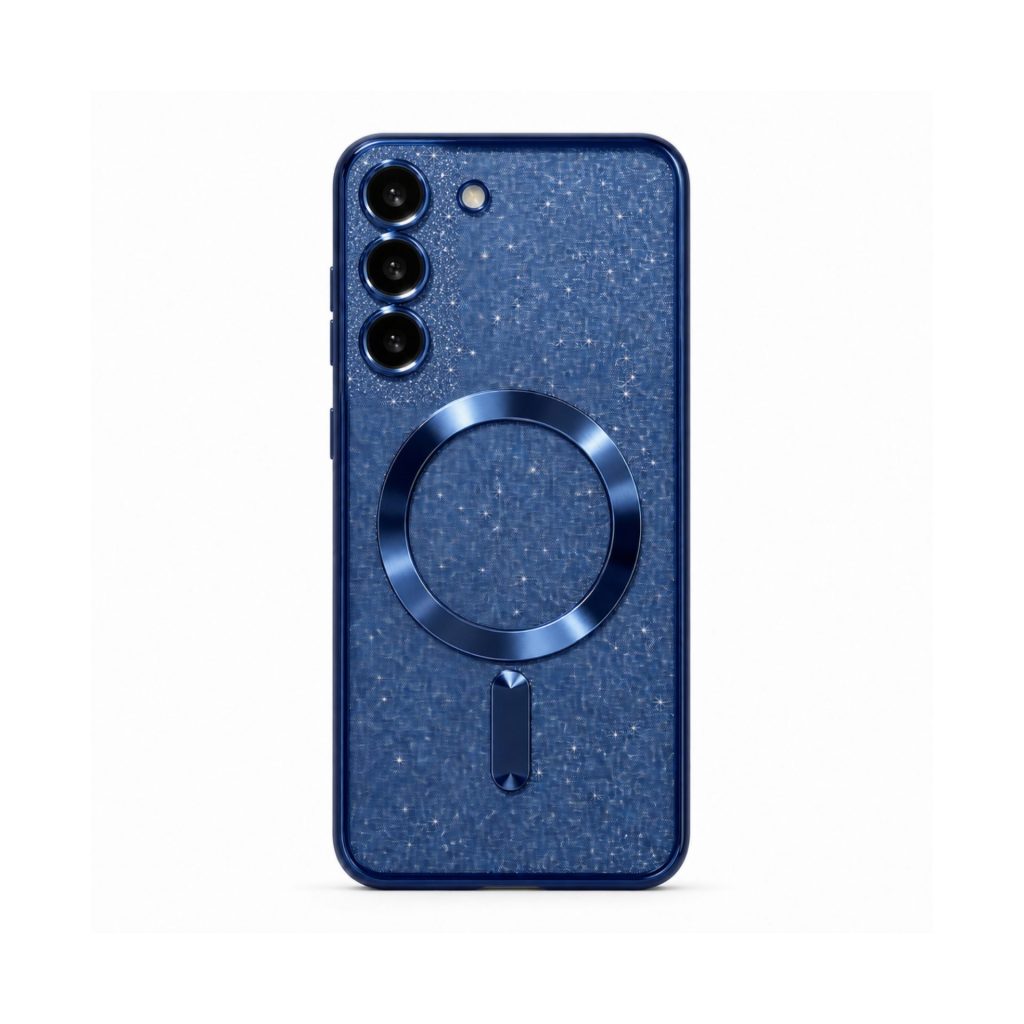 Husa de Protectie 2 in 1, Flippy, Husa pentru Samsung Galaxy S23+, Glitter Chrome Magsafe, din TPU, Magnetica, cu Protectie Lentila, Albastru Marin