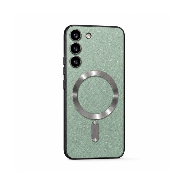 Husa de Protectie 2 in 1, Flippy, Husa pentru Samsung Galaxy S23, Glitter Chrome Magsafe, din TPU, Magnetica, cu Protectie Lentila, Verde