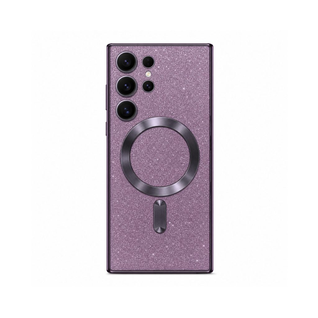 Husa de Protectie 2 in 1, Flippy, Husa pentru Samsung Galaxy S23 Ultra, Glitter Chrome Magsafe, din TPU, Magnetica, cu Protectie Lentila, Mov