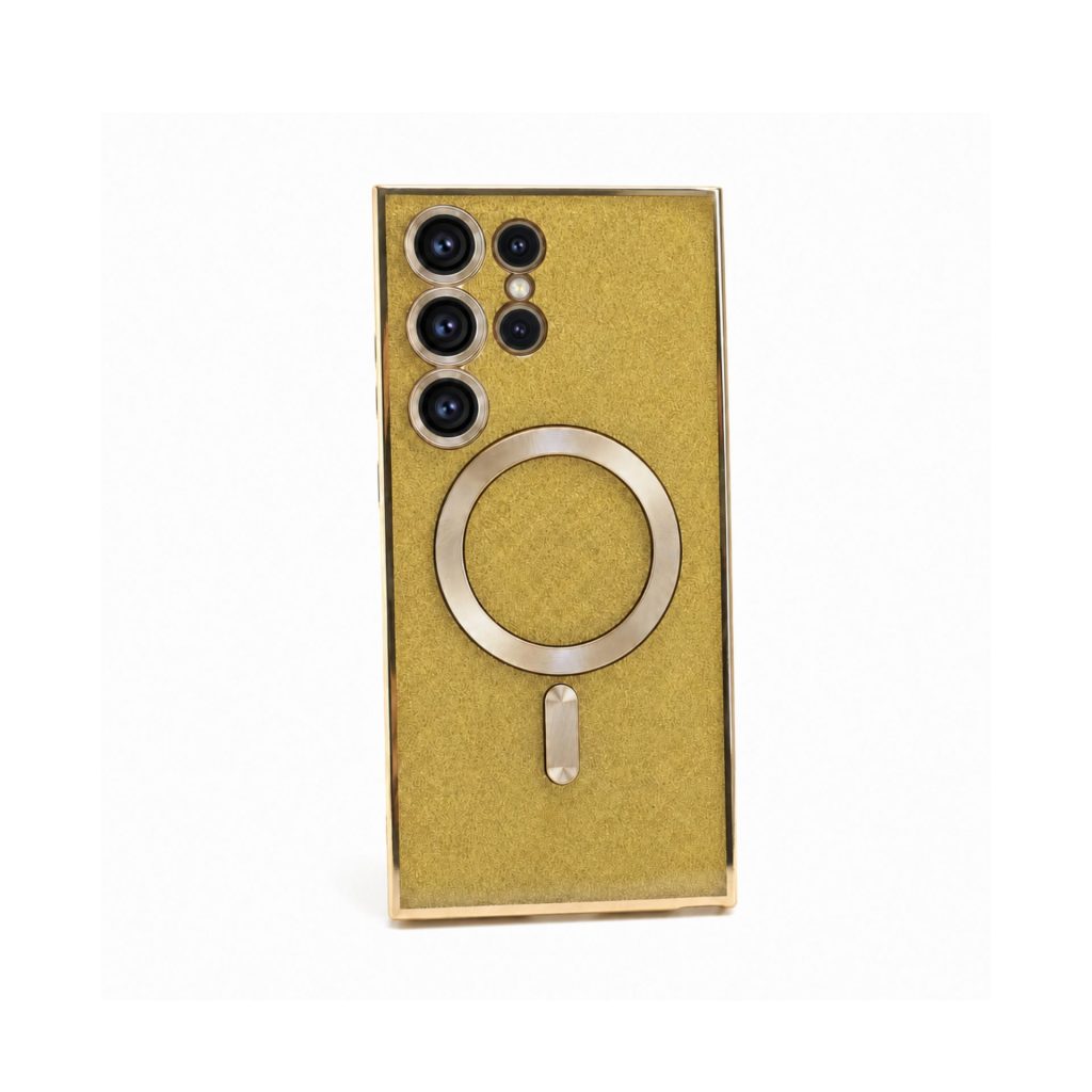 Husa de Protectie 2 in 1, Flippy, Husa pentru Samsung Galaxy S23 Ultra, Glitter Chrome Magsafe, din TPU, Magnetica, cu Protectie Lentila, Auriu