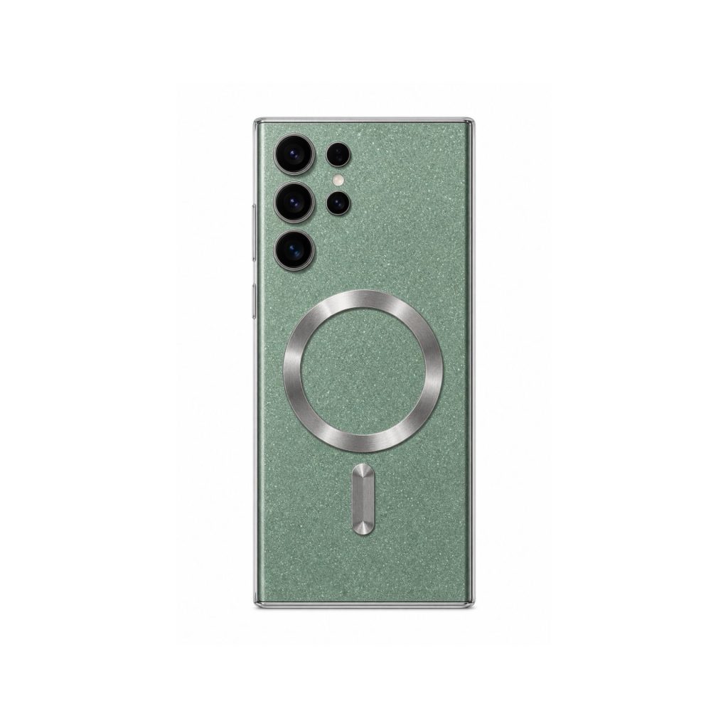 Husa de Protectie 2 in 1, Flippy, Husa pentru Samsung Galaxy S23 Ultra, Glitter Chrome Magsafe, din TPU, Magnetica, cu Protectie Lentila, Verde