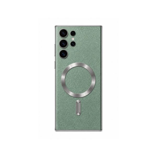 Husa de Protectie 2 in 1, Flippy, Husa pentru Samsung Galaxy S23 Ultra, Glitter Chrome Magsafe, din TPU, Magnetica, cu Protectie Lentila, Verde