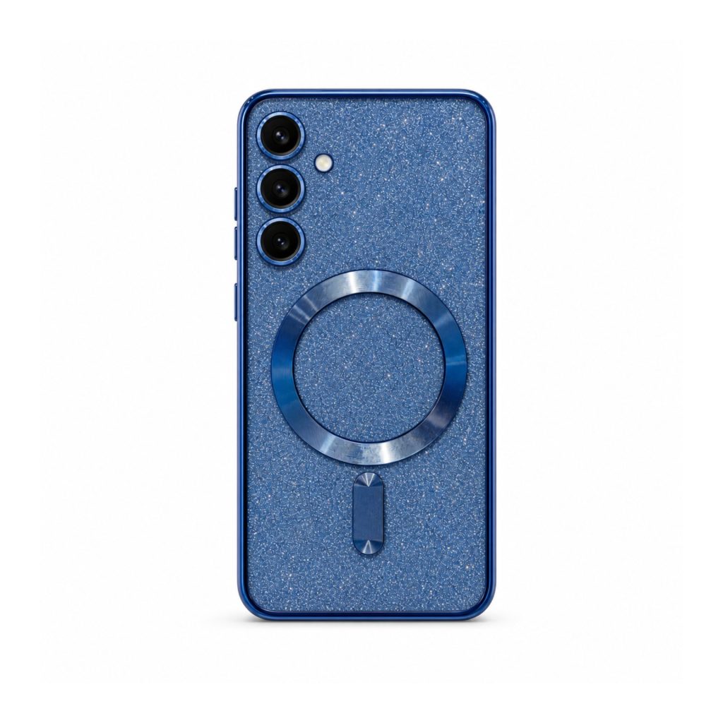 Husa de Protectie 2 in 1, Flippy, Husa pentru Samsung Galaxy S24, Glitter Chrome Magsafe, din TPU, Magnetica, cu Protectie Lentila, Albastru Marin