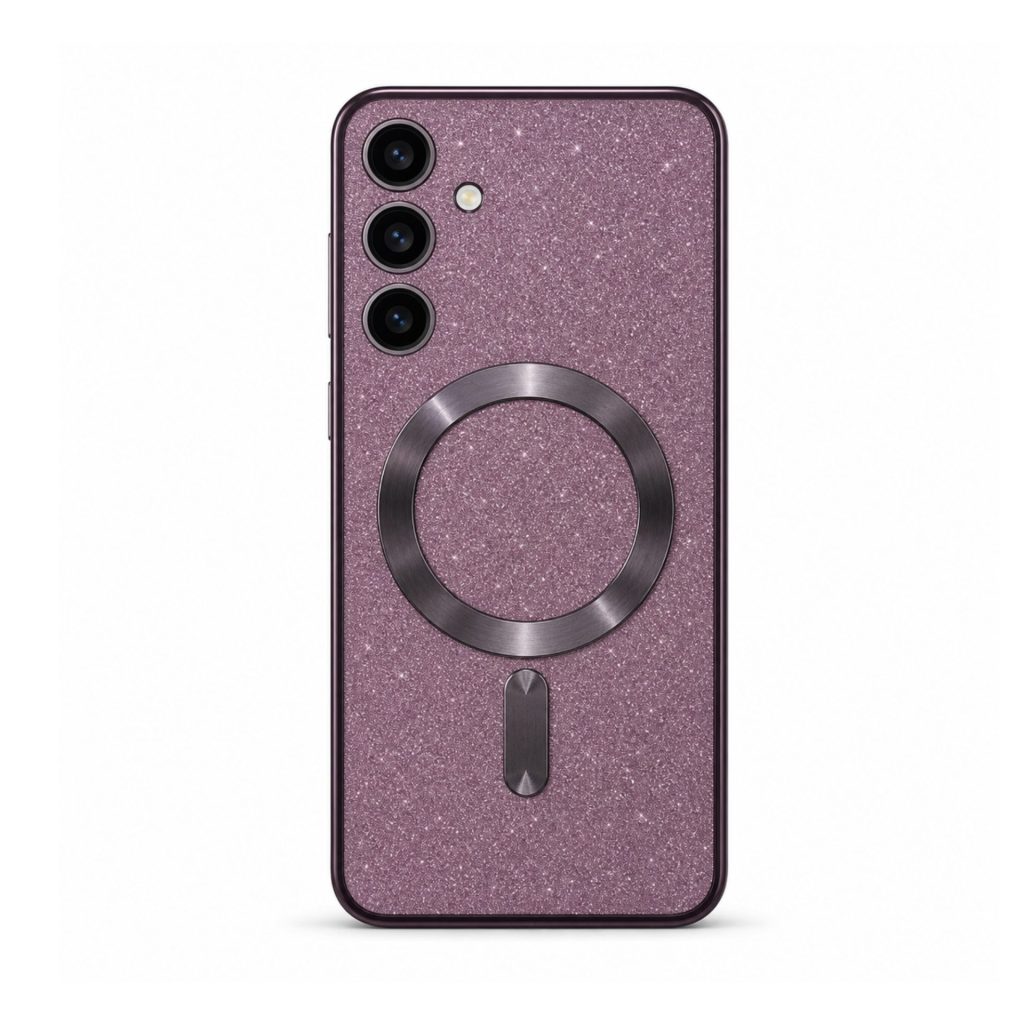 Husa de Protectie 2 in 1, Flippy, Husa pentru Samsung Galaxy S24, Glitter Chrome Magsafe, din TPU, Magnetica, cu Protectie Lentila, Mov