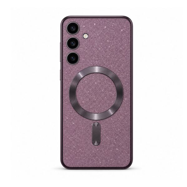 Husa de Protectie 2 in 1, Flippy, Husa pentru Samsung Galaxy S24, Glitter Chrome Magsafe, din TPU, Magnetica, cu Protectie Lentila, Mov