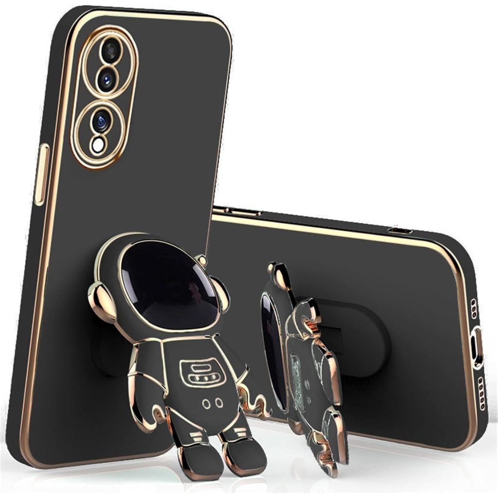 Husa Telefon 2in1, Flippy, Compatibila Huawei P60 Pro, Carcasa TPU cu Suport Inclus Tip Astronaut, Protectie Camere, Negru