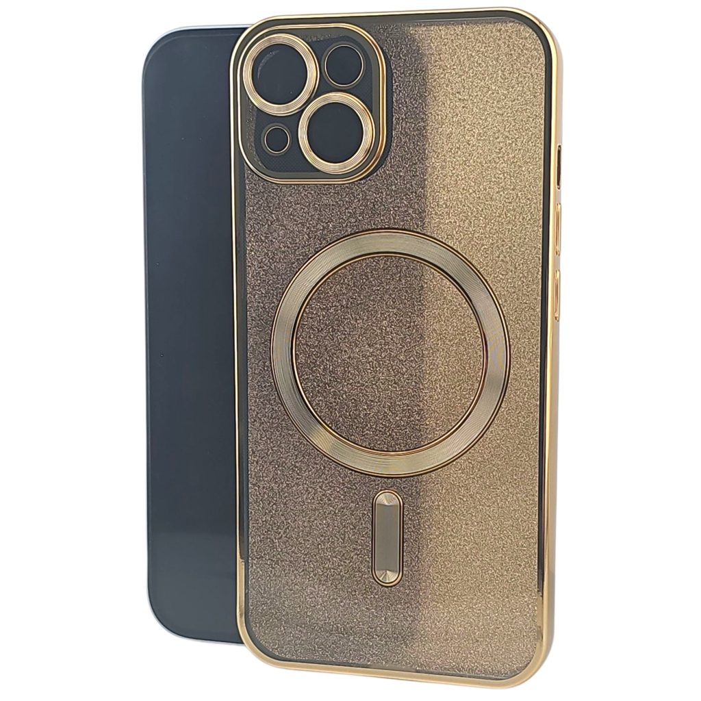 Husa de Protectie 2 in 1, Flippy, pentru Apple iPhone 14, Compatibila MagSafe, Magnetica, cu Protectie Lentila, din TPU, Auriu