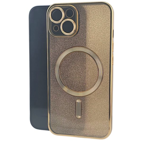 Husa de Protectie 2 in 1, Flippy, pentru Apple iPhone 14 Plus, Compatibila MagSafe, Magnetica, cu Protectie Lentila, din TPU, Auriu