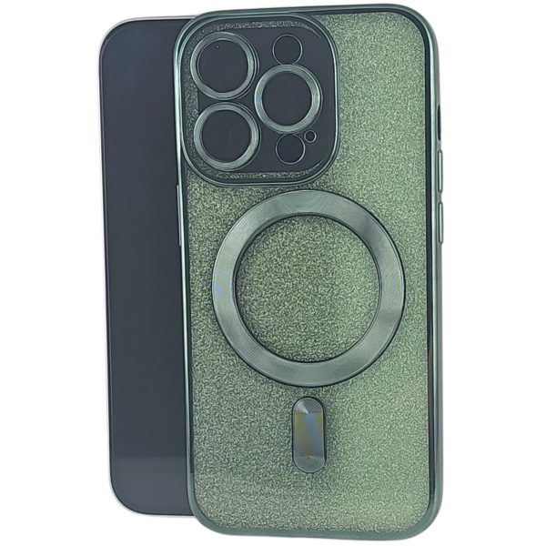 Husa de Protectie 2 in 1, Flippy, pentru Apple iPhone 15 Pro, Compatibila MagSafe, Magnetica, cu Protectie Lentila, din TPU, Verde