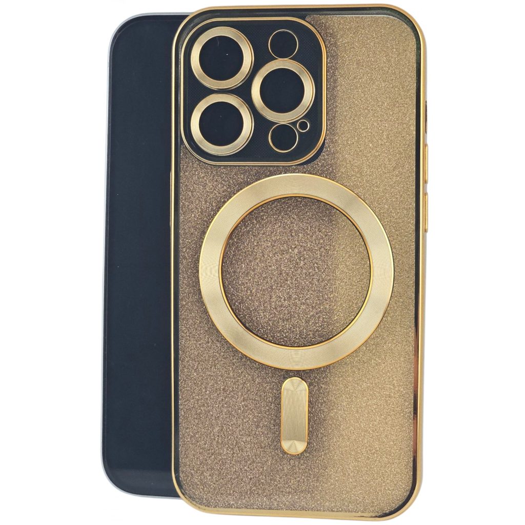 Husa de Protectie 2 in 1, Flippy, pentru Apple iPhone 15 Pro Max, Compatibila MagSafe, Magnetica, cu Protectie Lentila, din TPU, Auriu