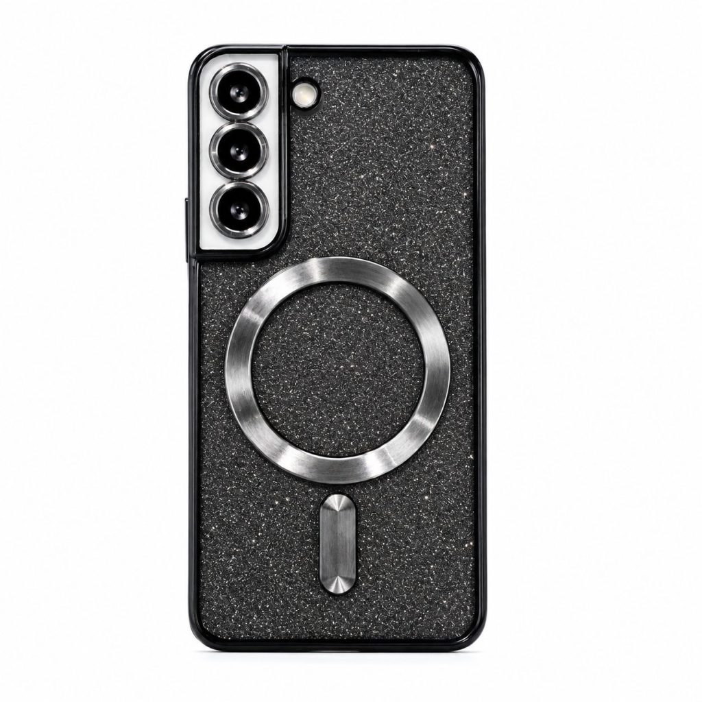 Husa de Protectie 2 in 1, Flippy, pentru Samsung Galaxy S23FE, Glitter Chrome Magsafe, din TPU, Magnetica, cu Protectie Lentila, Negru