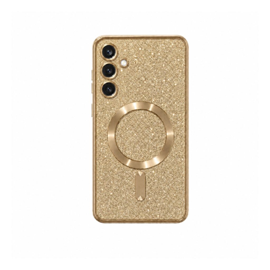 Husa de Protectie 2 in 1, Flippy, pentru Samsung Galaxy S23FE, Glitter Chrome Magsafe, din TPU, Magnetica, cu Protectie Lentila, Auriu