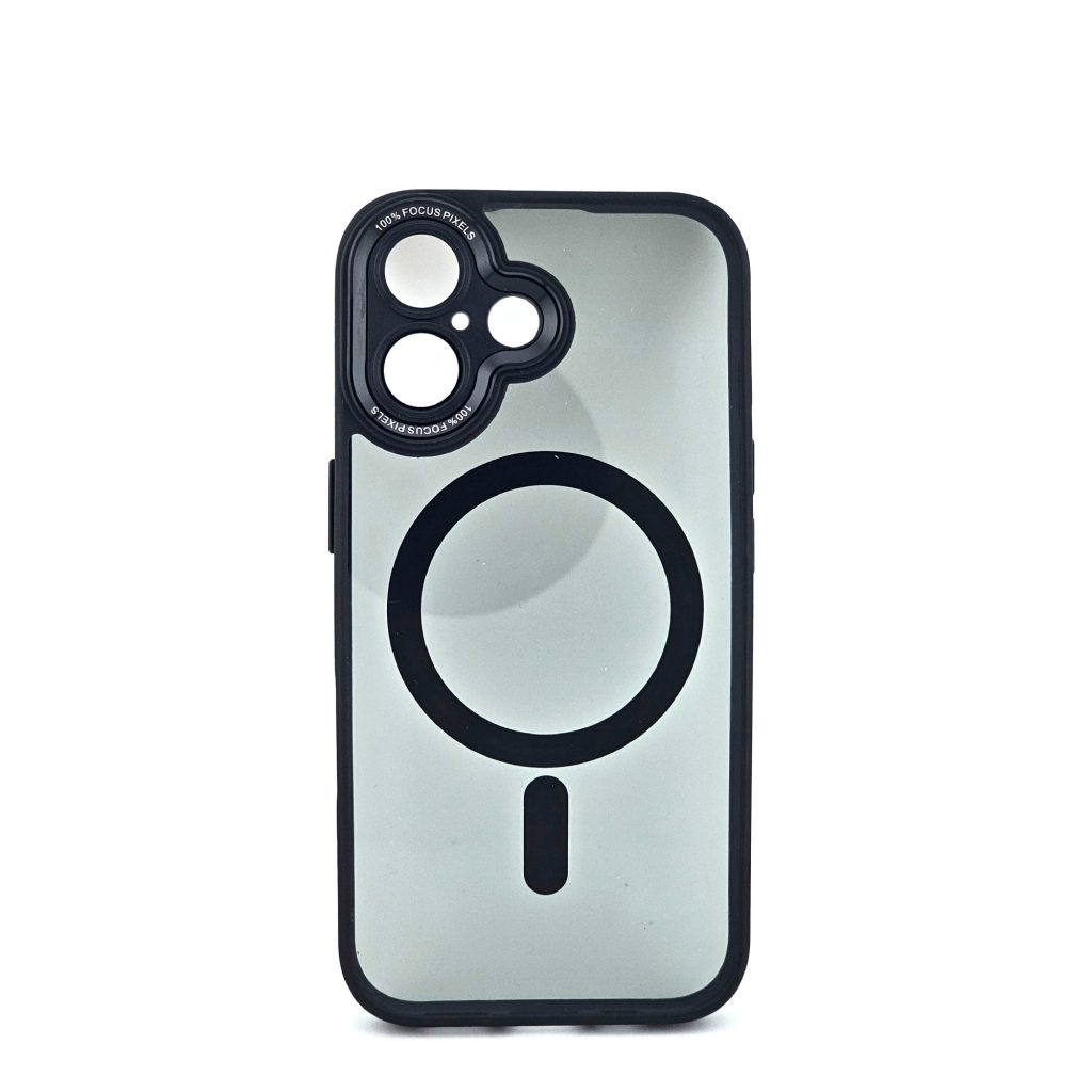 Husa de Protectie Compatibil cu iPhone 16, Flippy, Incarcare Wireless, Tehnologie Magsafe, Carcasa din TPU/ PC, Protectie Camera, Antisoc, Antizgariere, Negru - Transparent