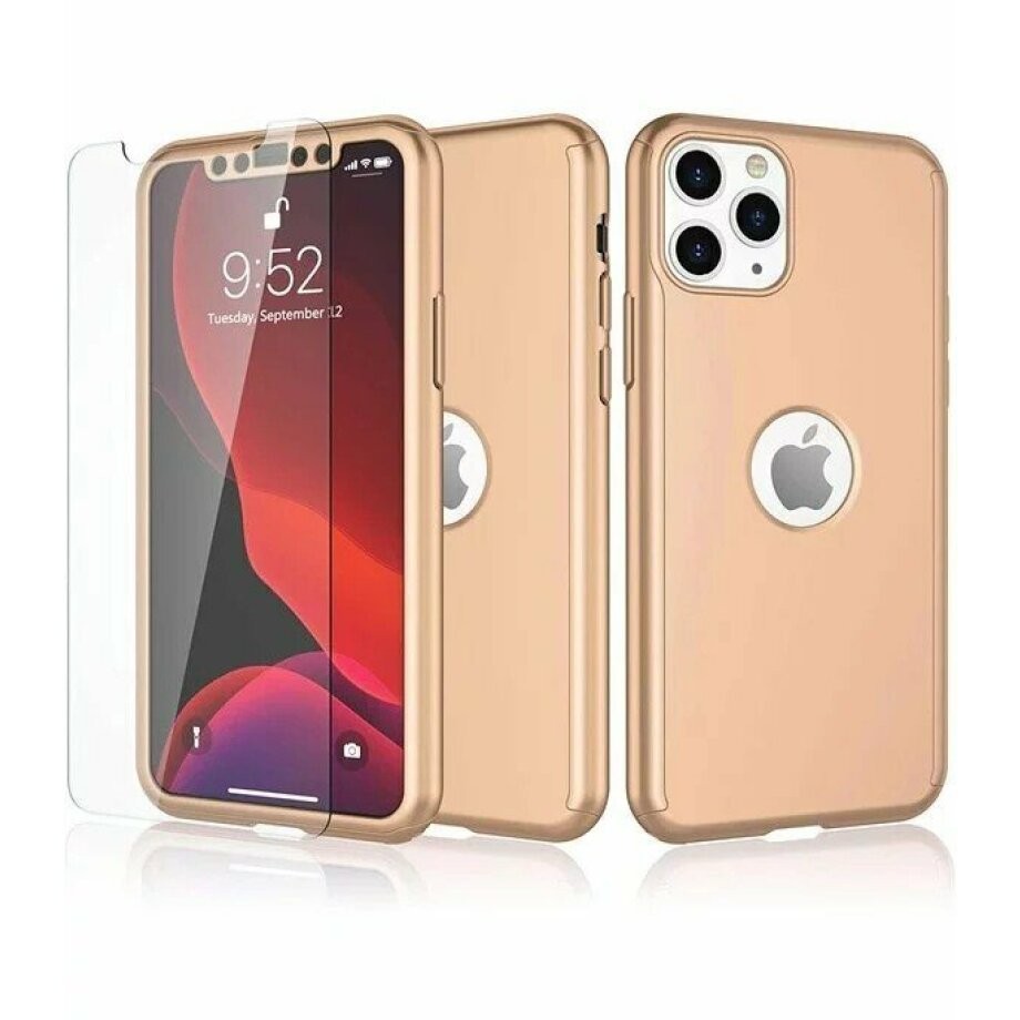 Husa de protectie Flippy compatibila cu Apple iPhone 12 Pro Max Full Cover 360 Auriu + Folie de protectie - Image 5
