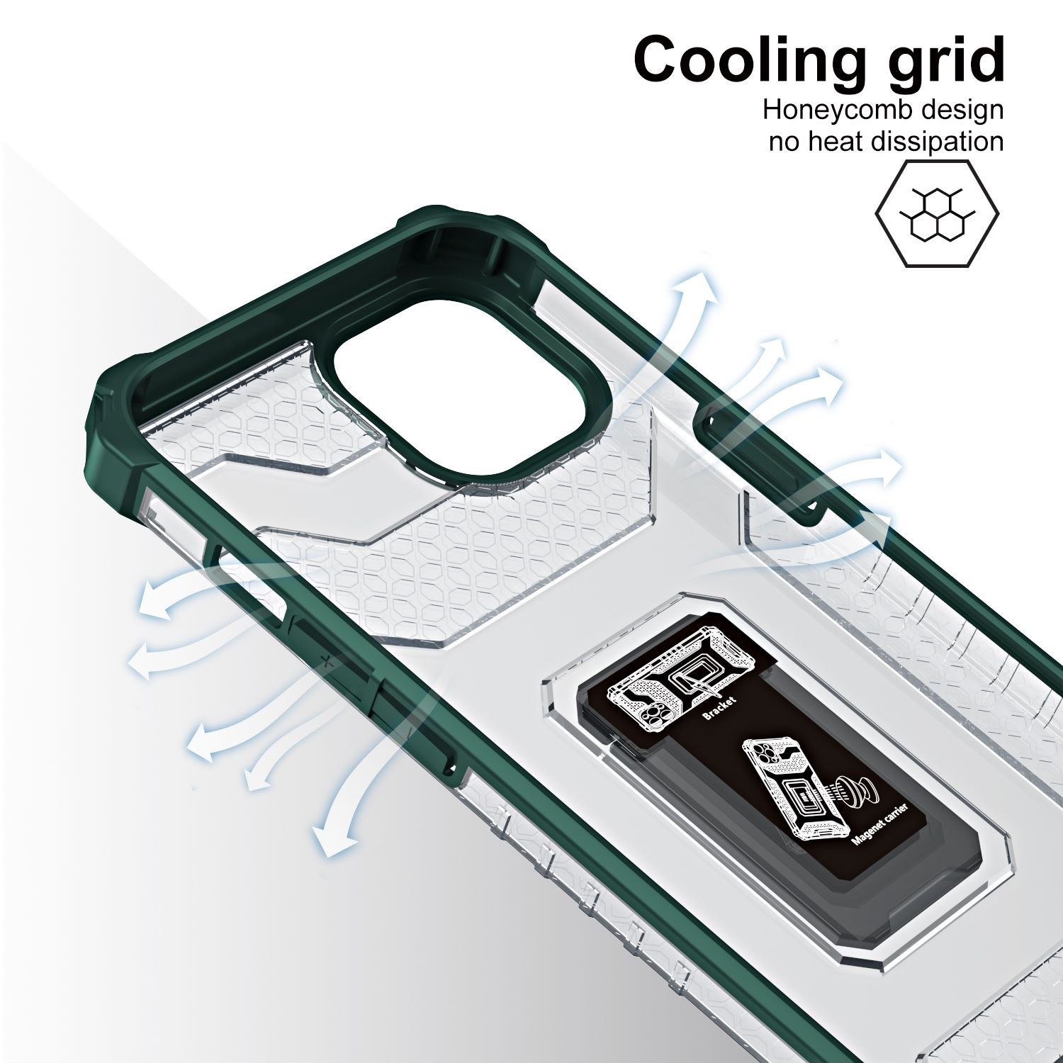 Husa de protectie Flippy compatibila cu Apple iPhone 13 Acrylic Armor cu suport Verde Inchis - Image 6