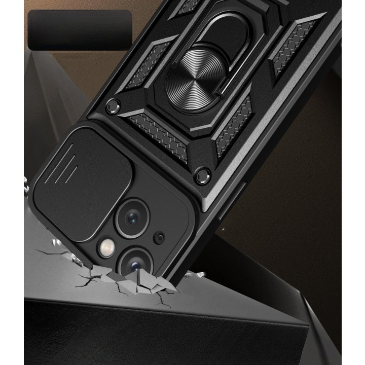 Husa de protectie Flippy compatibila cu Apple iPhone 13 Defender Model 4 cu suport,Negru - Image 3