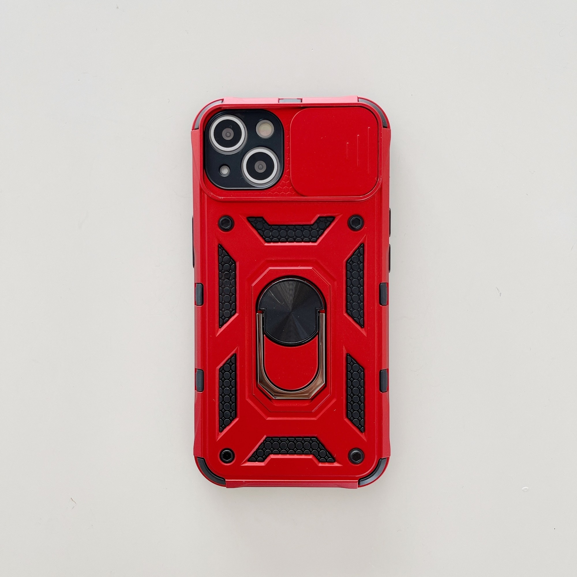 Husa de protectie Flippy compatibila cu Apple iPhone 13 Defender Model 4 cu suport,Rosu - Image 3