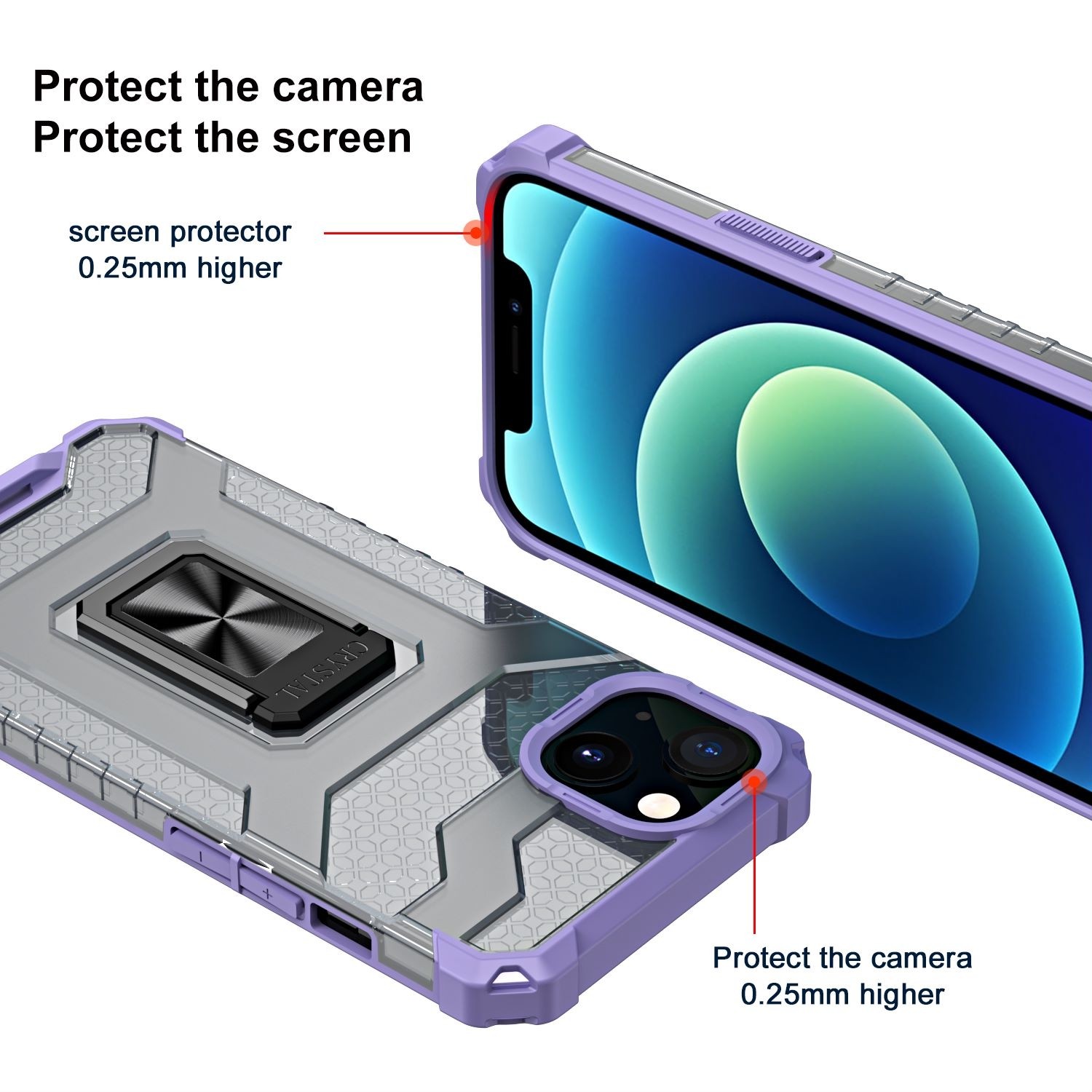 Husa de protectie Flippy compatibila cu Apple iPhone 13 Mini Acrylic Armor cu suport Mov - Image 2