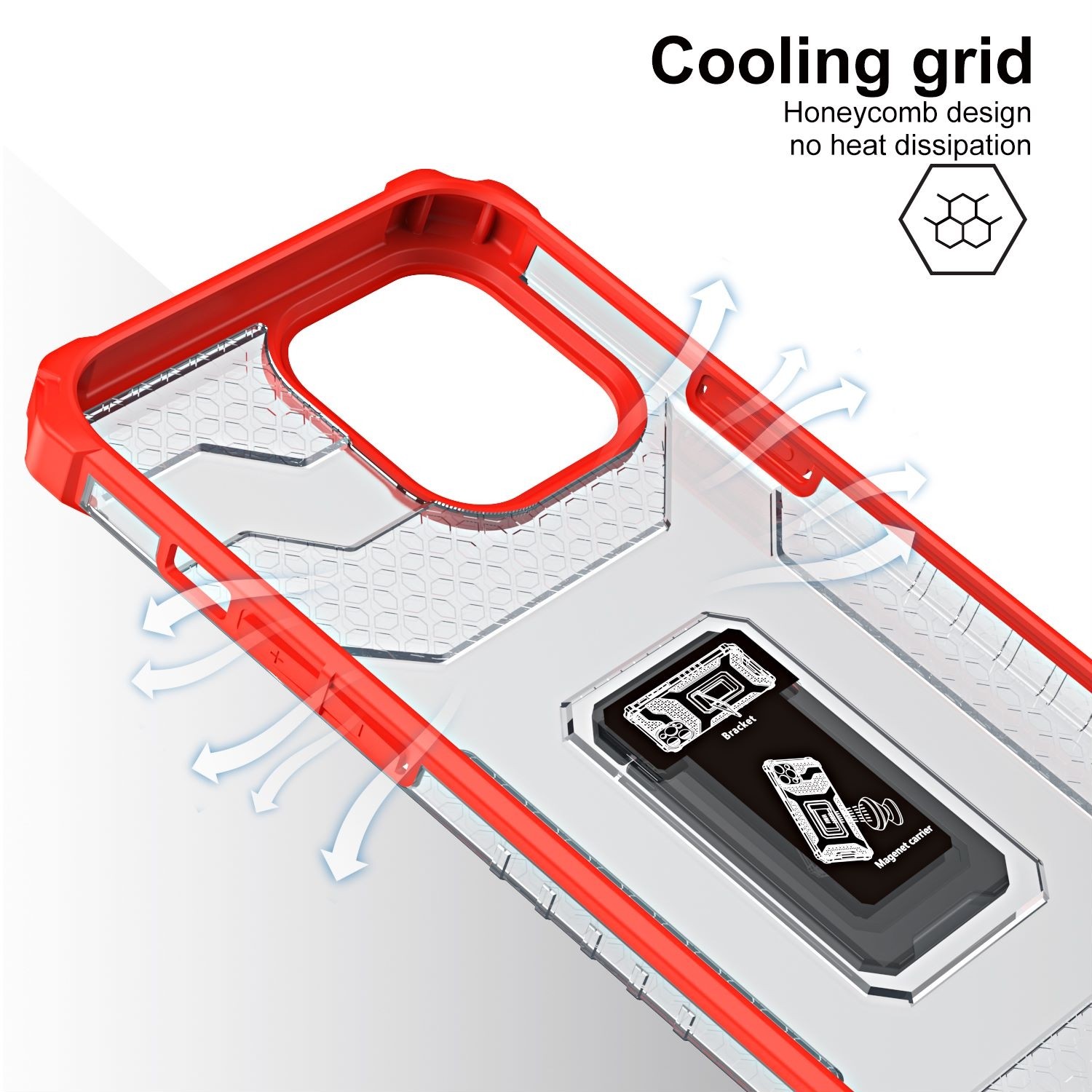 Husa de protectie Flippy compatibila cu Apple iPhone 13 Pro Acrylic Armor cu suport Rosu - Image 4