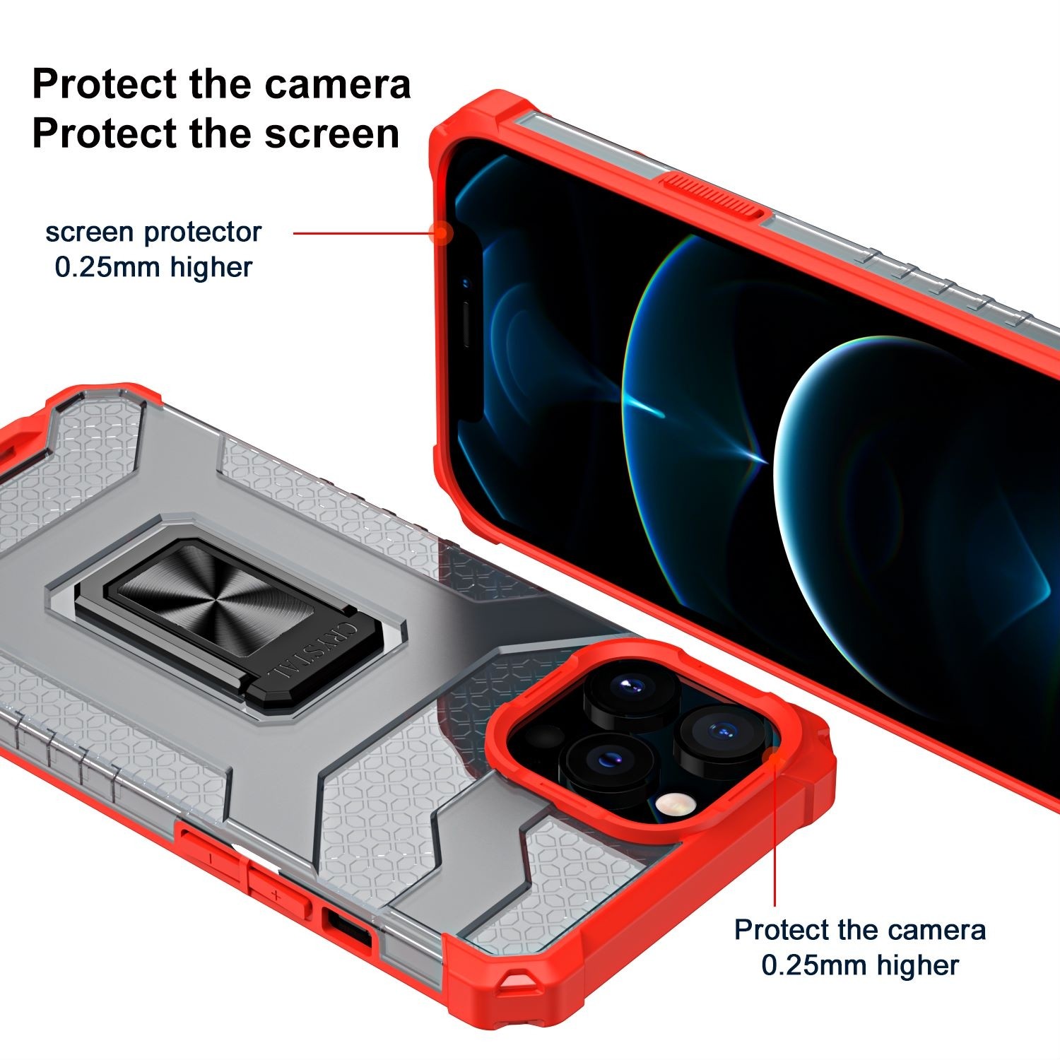 Husa de protectie Flippy compatibila cu Apple iPhone 13 Pro Acrylic Armor cu suport Rosu - Image 5