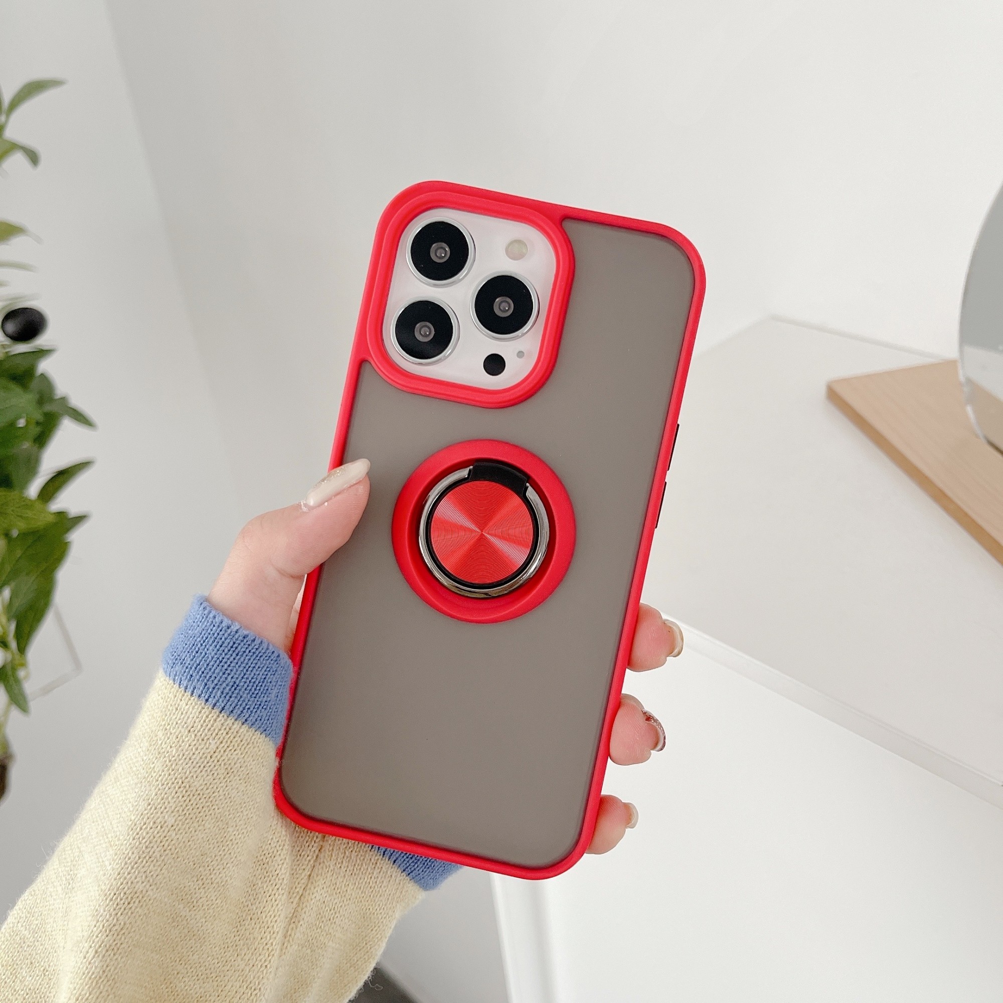 Husa de protectie Flippy compatibila cu Apple iPhone 13 Pro,Defender cu prindere inel,Rosu - Image 2