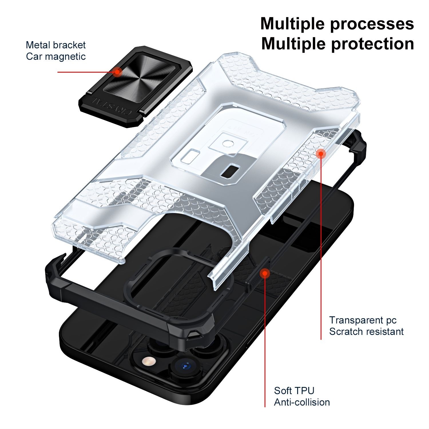 Husa de protectie Flippy compatibila cu Apple iPhone 13 Pro Max Acrylic Armor cu suport Negru - Image 2