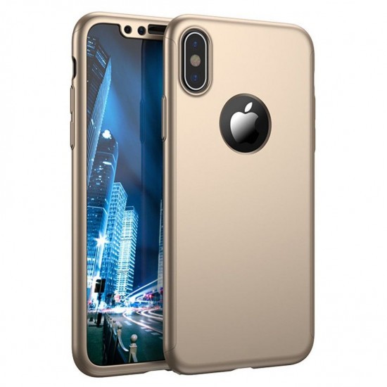 Husa de protectie Flippy compatibila cu Apple iPhone 7 Full Cover 360 Auriu + Folie de protectie - Image 2
