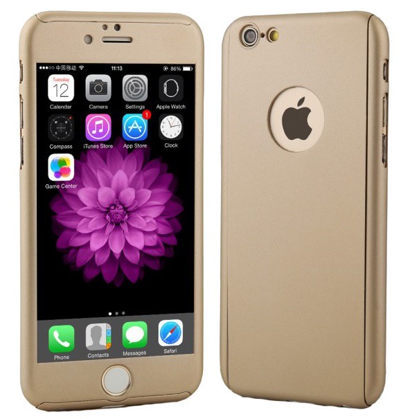 Husa de protectie Flippy compatibila cu Apple iPhone 7 Full Cover 360 Auriu + Folie de protectie - Image 3