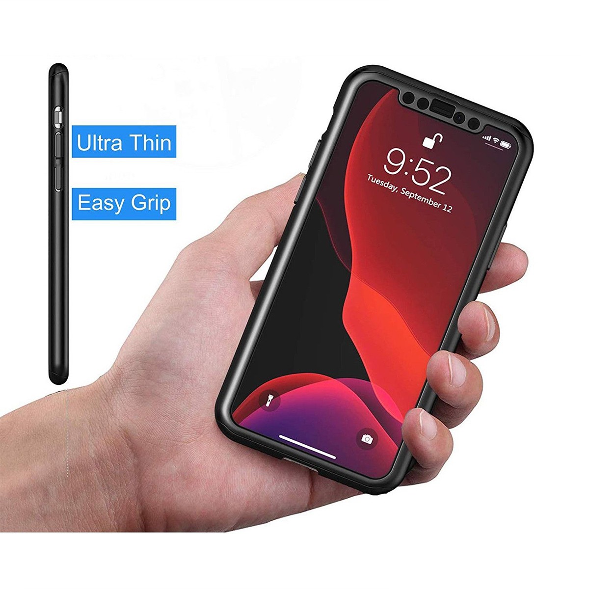 Husa de protectie Flippy compatibila cu Samsung Galaxy S8 Plus Full Cover 360 Negru + Folie de protectie - Image 6