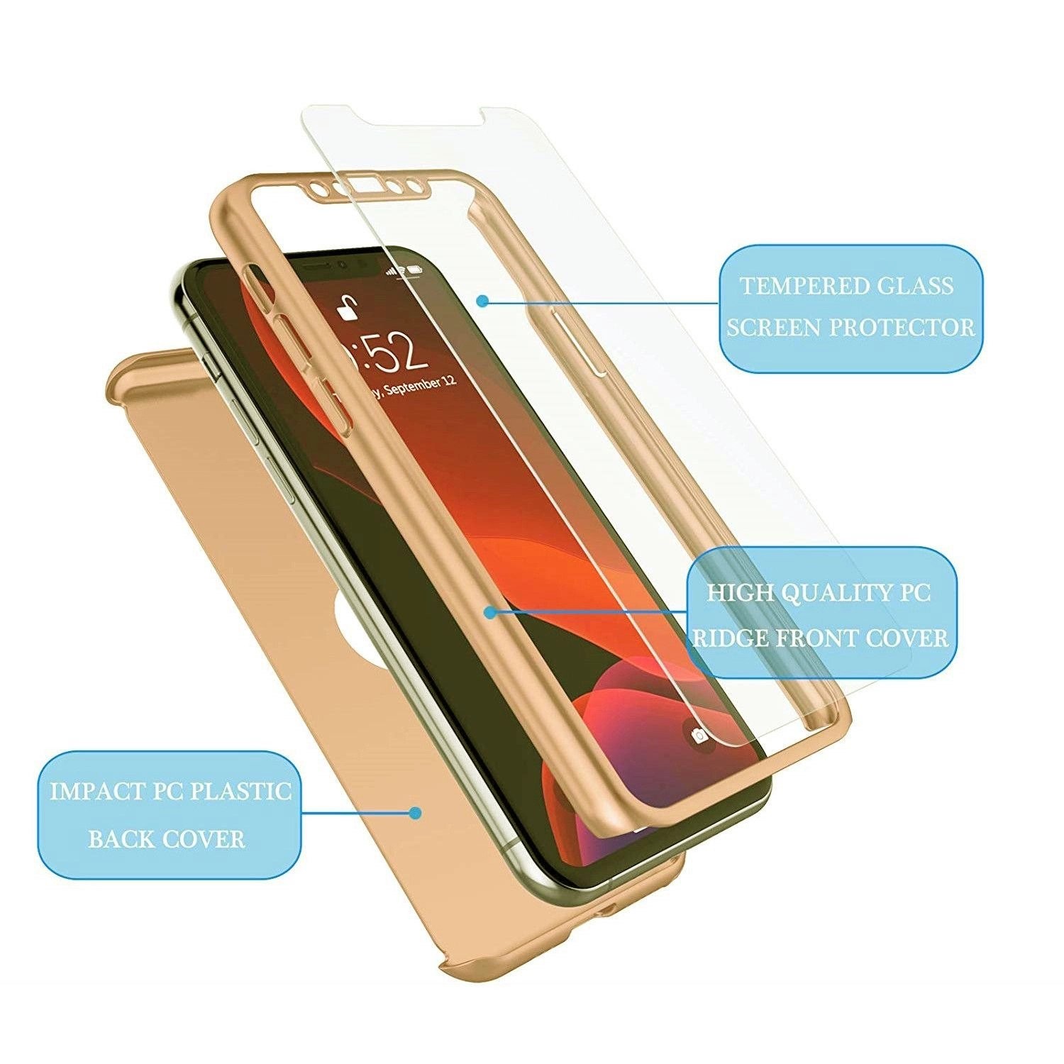 Husa de protectie Flippy compatibila cu Samsung S21 5G Full Cover 360 Auriu + Folie de protectie - Image 3