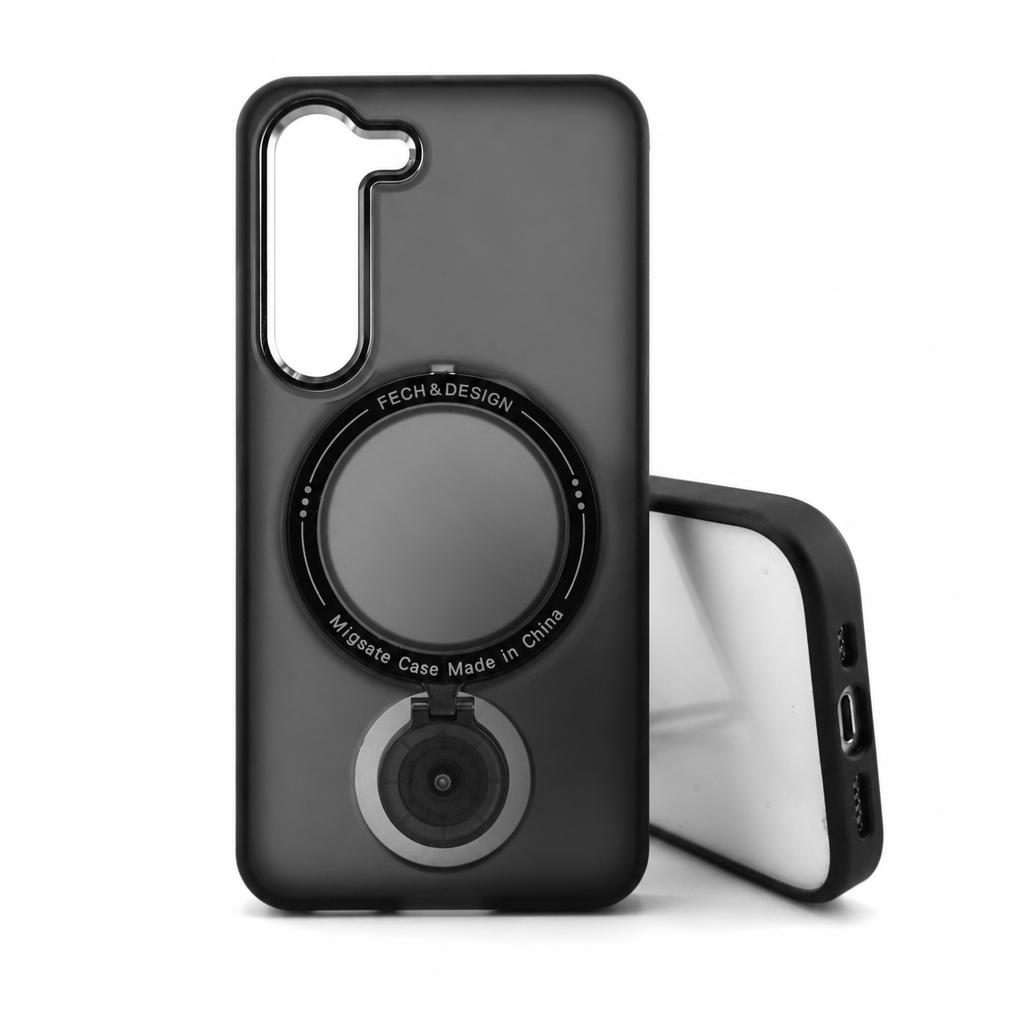 Husa de protectie Flippy, cu incarcare Wireless, Tehnologie Magsafe, TPU, Inel magnetic rotativ cu functie de suport, pentru  Samsung Galaxy S23 , Negru