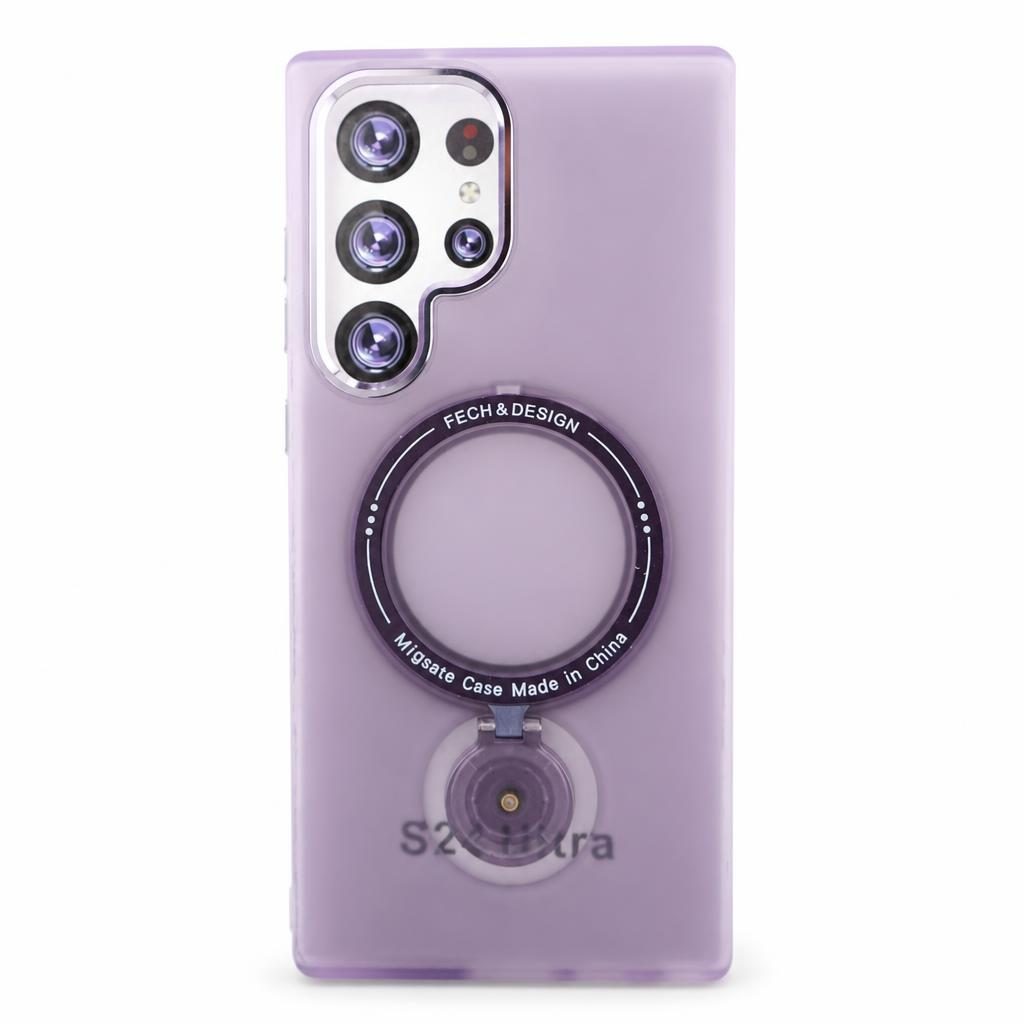 Husa de protectie Flippy, cu incarcare Wireless, Tehnologie Magsafe, TPU, Inel magnetic rotativ cu functie de suport, pentru  Samsung Galaxy S23 Ultra , Mov